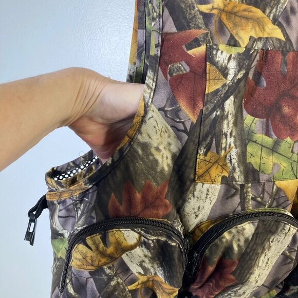 Mens Master Sportsman Camo Hunting Vest Multipocket Back Zip 2XL Brown Green - Picture 6 of 8